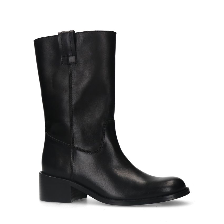 Manfield Zwarte leren laarsjes