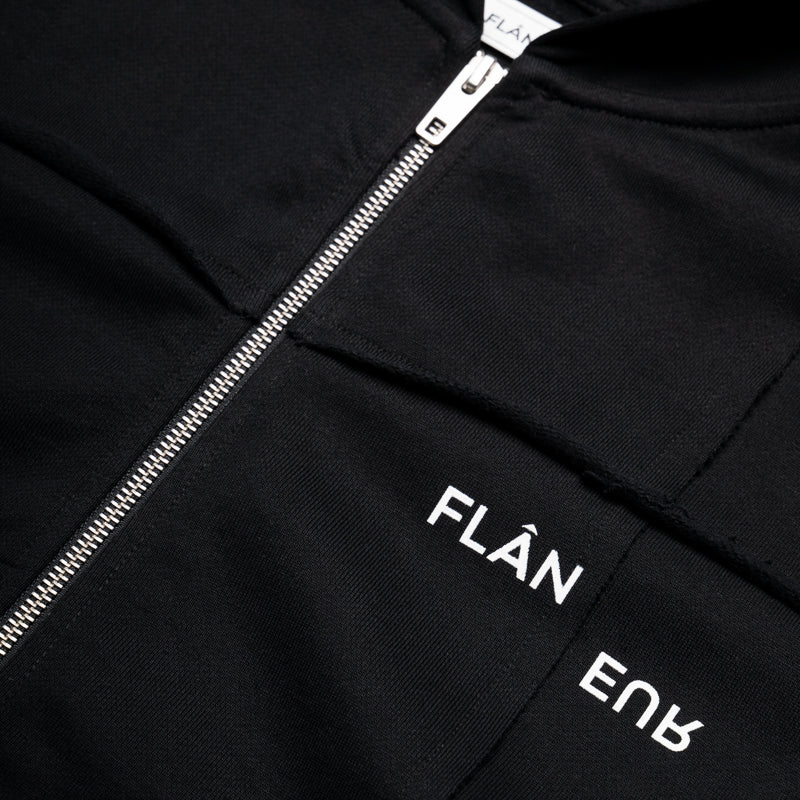 Flaneur Cut & Sew Zip Up Hoodie - Black