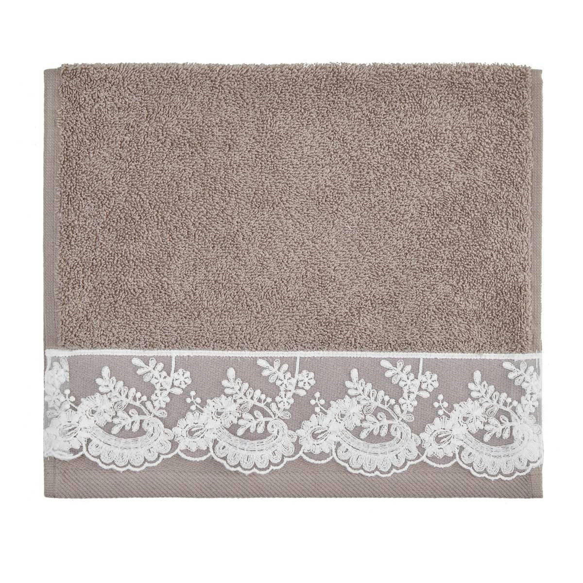 YASMEEN - Lot de 3 serviettes invité Mastic 30x50 cm