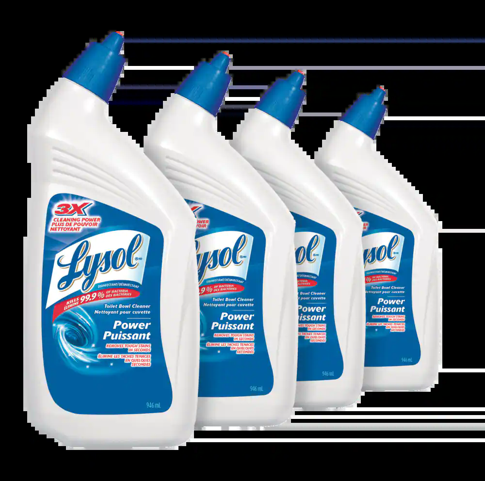 Lysol Power Toilet Bowl Cleaner and Disinfectant, 4 x 946-mL