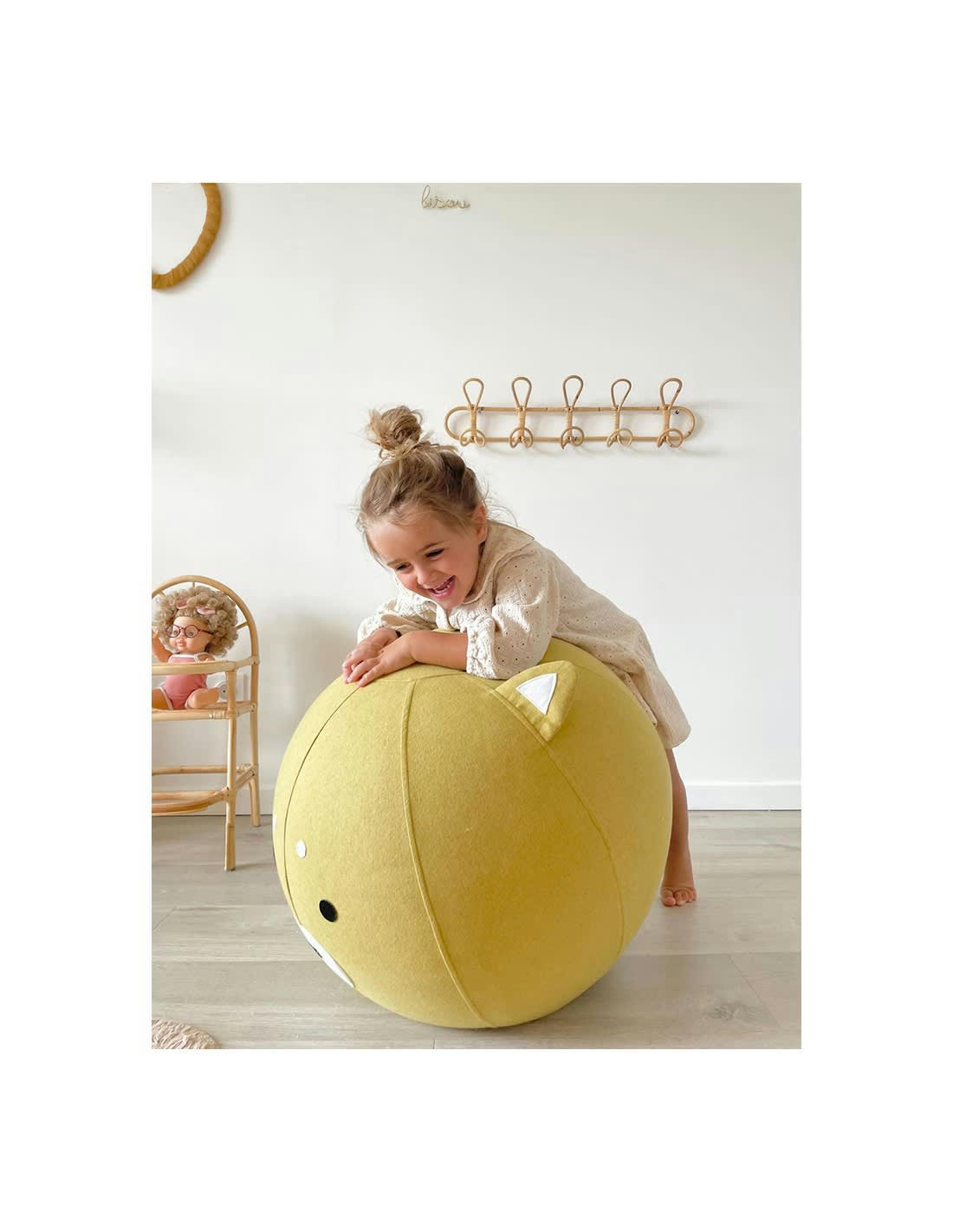 JUMBO CELESTE - Balle d'assise gonflable 55cm enveloppe tissu animal chien