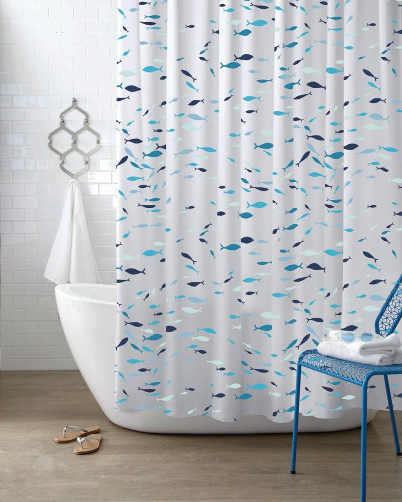 CANVAS Cleanse PEVA Colourful Fish Shower Curtain, 72-in x 72-in
