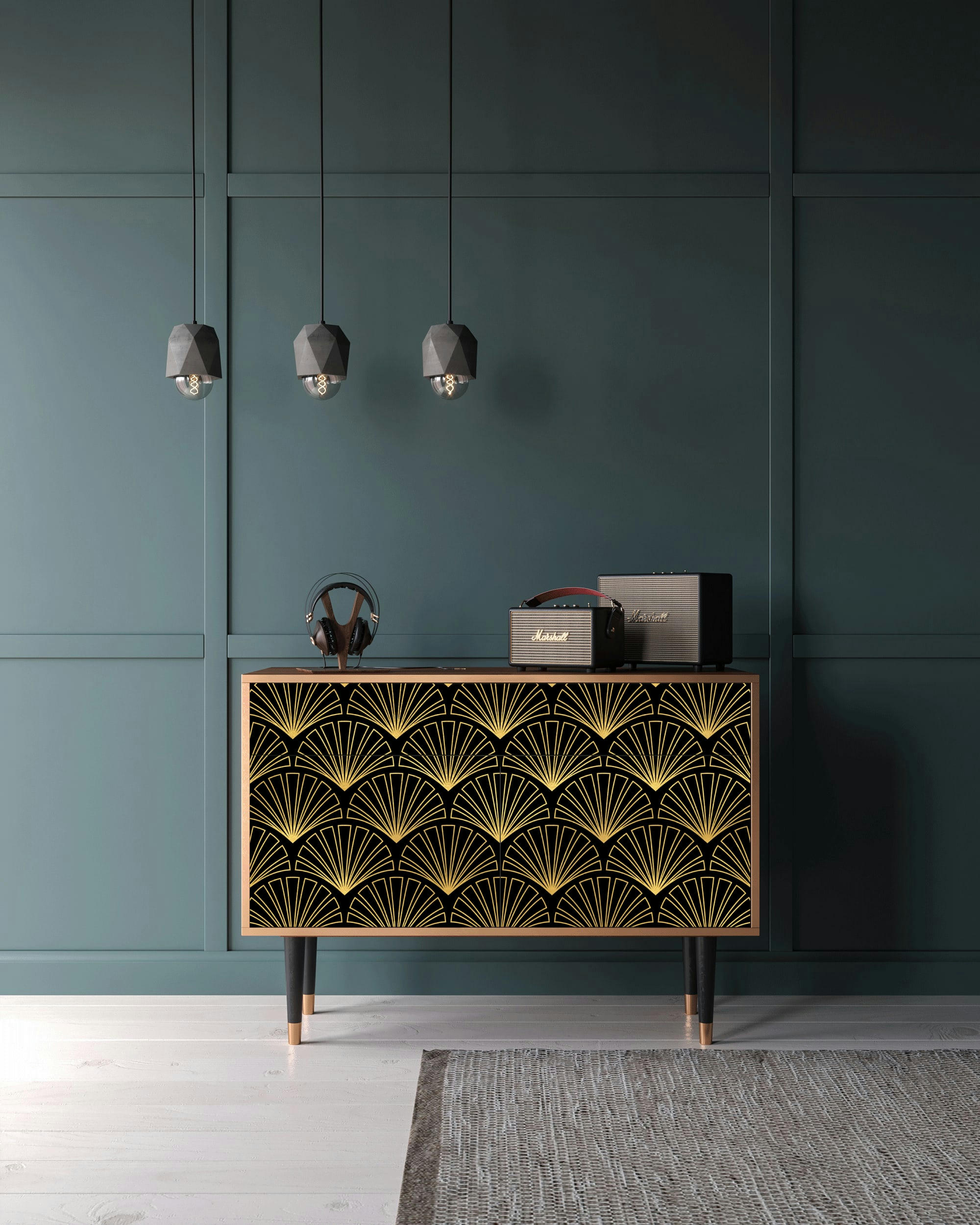 BIRD OF JUNO - Buffet  noir 2 tiroirs et 2 portes L 115 cm