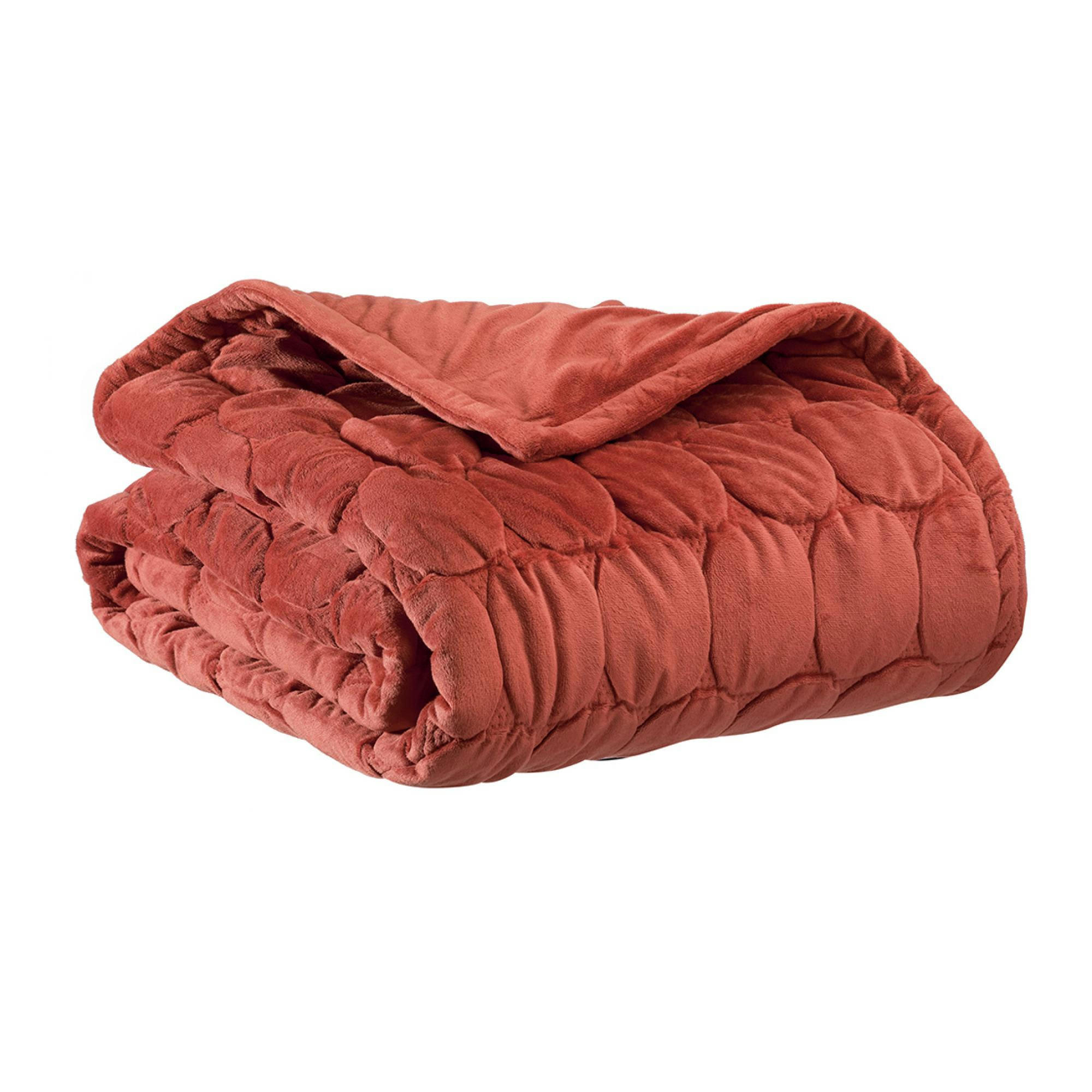 POPY - Boutis embossé  en polyester terracotta 130 x 160