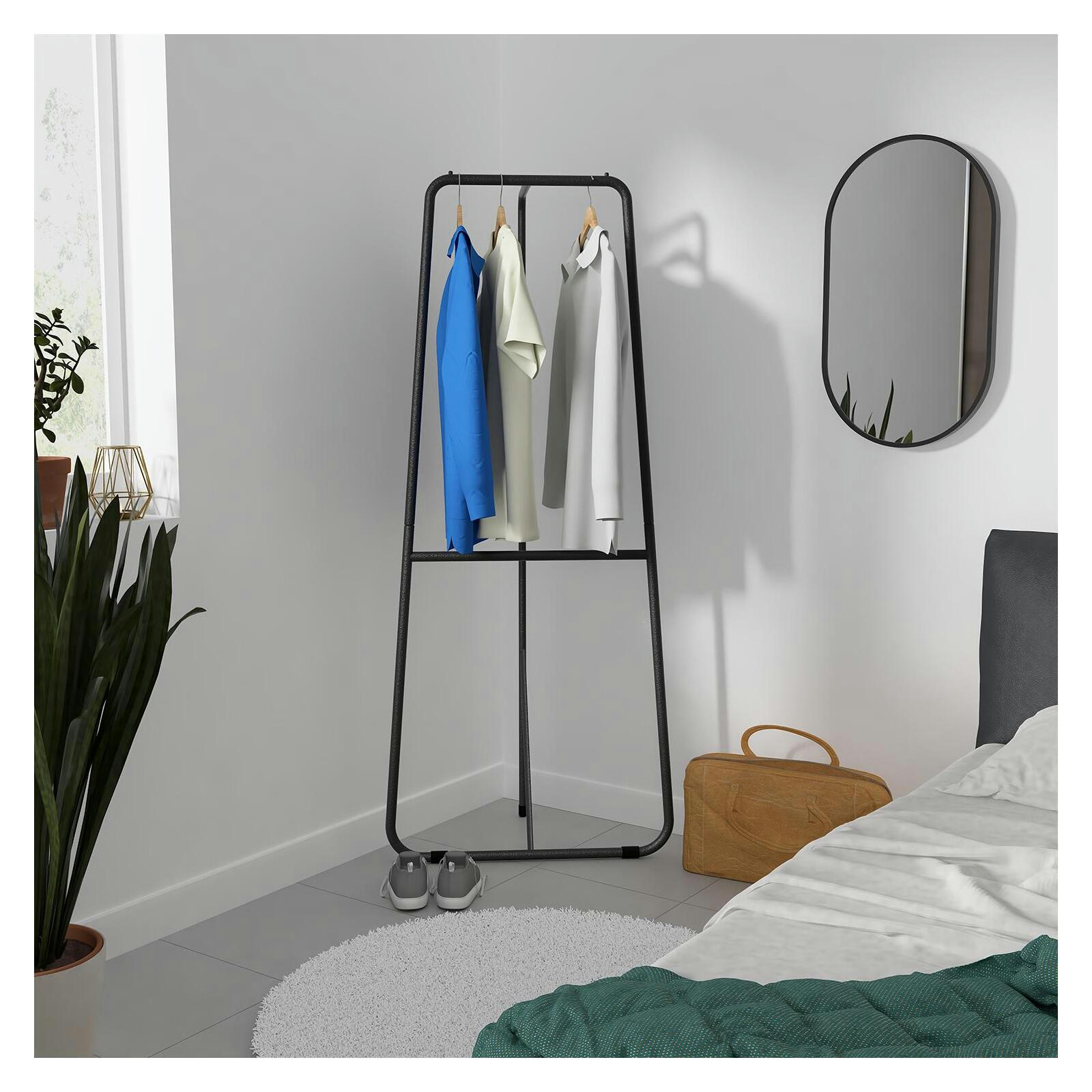 TANIA - Portant d'angle vêtements métal noir