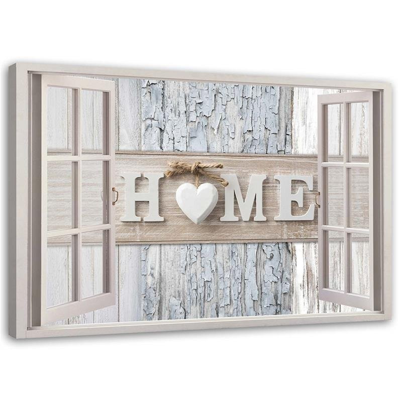 Feeby Obraz Okno Napis Home Serce shabby chic 60x40