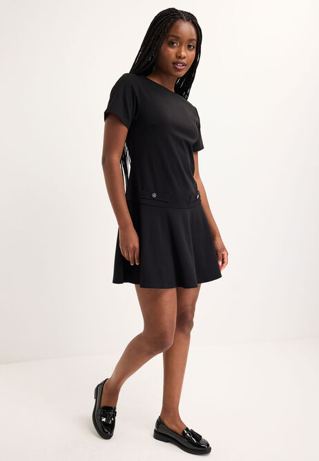 Womens Black Fit & Flare Dress