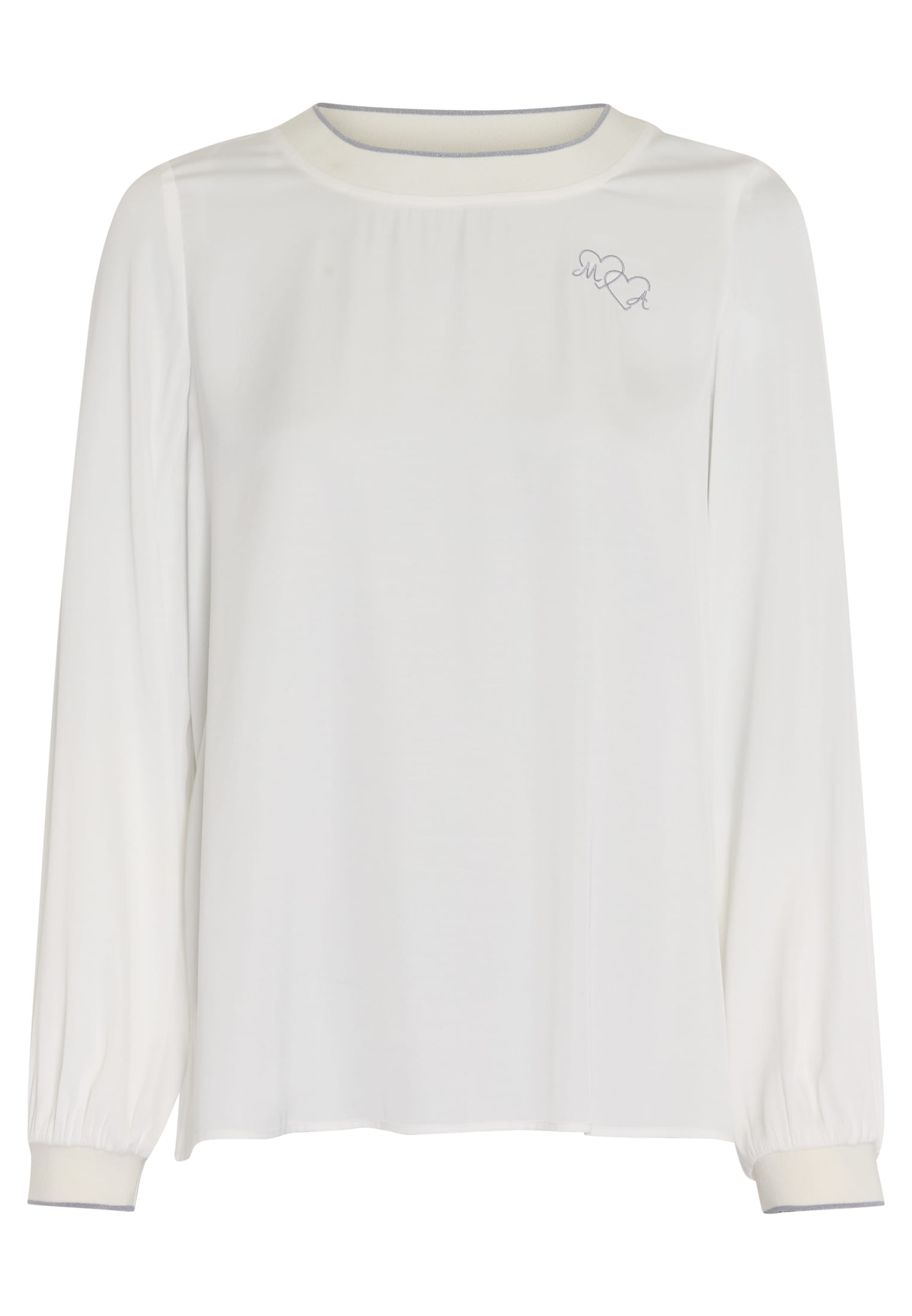 Satin Top mit Strick-Bündchen