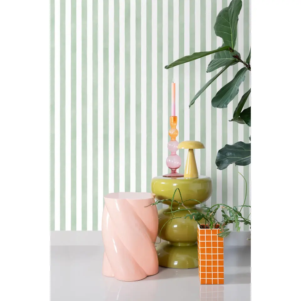 ESTAhome behang strepen groen en wit - 53 cm x 10.05 m