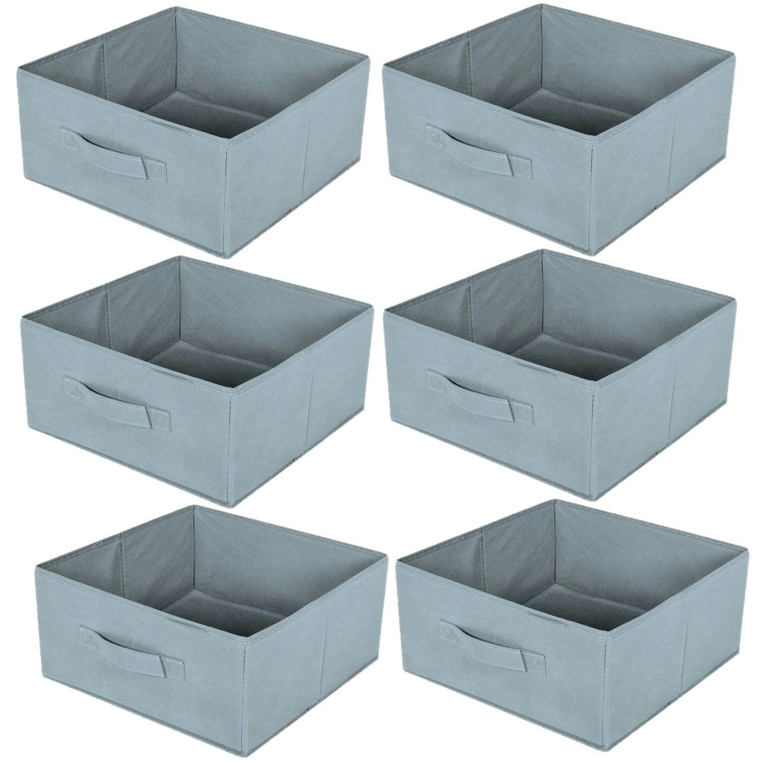 - Lot de 6 boites de rangement pliables en tissus avec poignée -