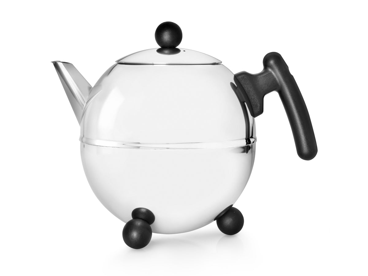 Bredemeijer - Duet® Bella Ronde – Dubbelwandige Theepot – 1,5 liter - RVS - Zwart beslag