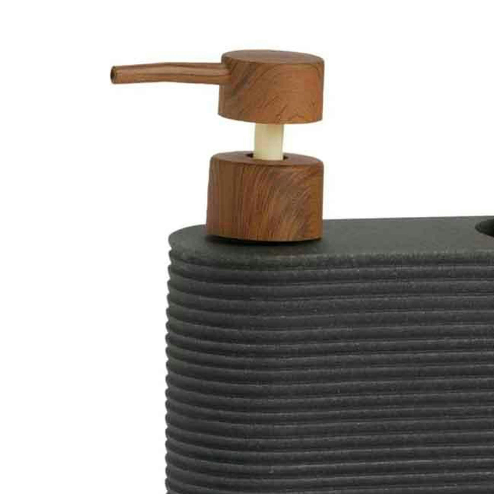 - Distributeur liquide vaisselle + brosse polypropylène gris et acacia