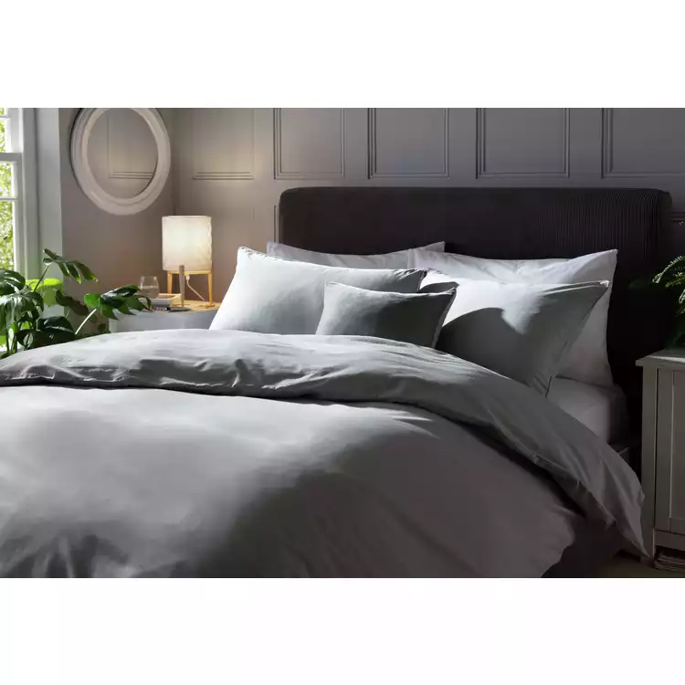 Habitat Cotton Rich 180 TC Plain Grey Bedding Set - Single