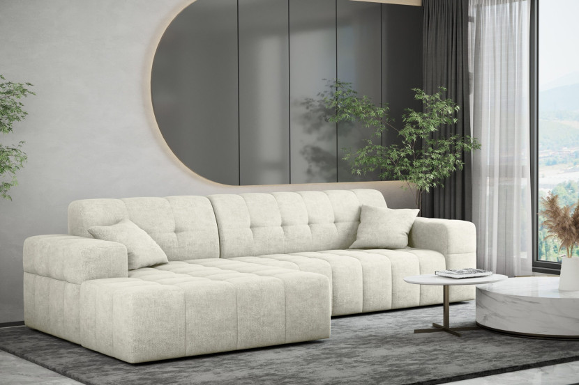 Sofa NIMES narożnik, tkanina Perfect Harmony, Ecru Lewostronny