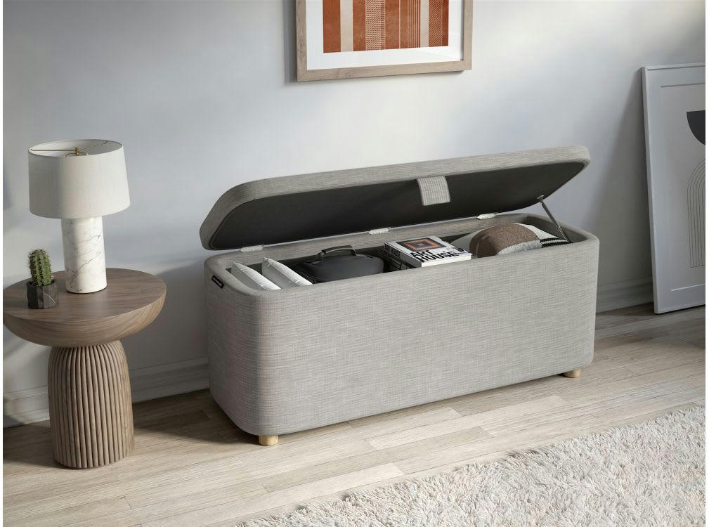 - Bout de lit avec rangement en tissu - Gris clair