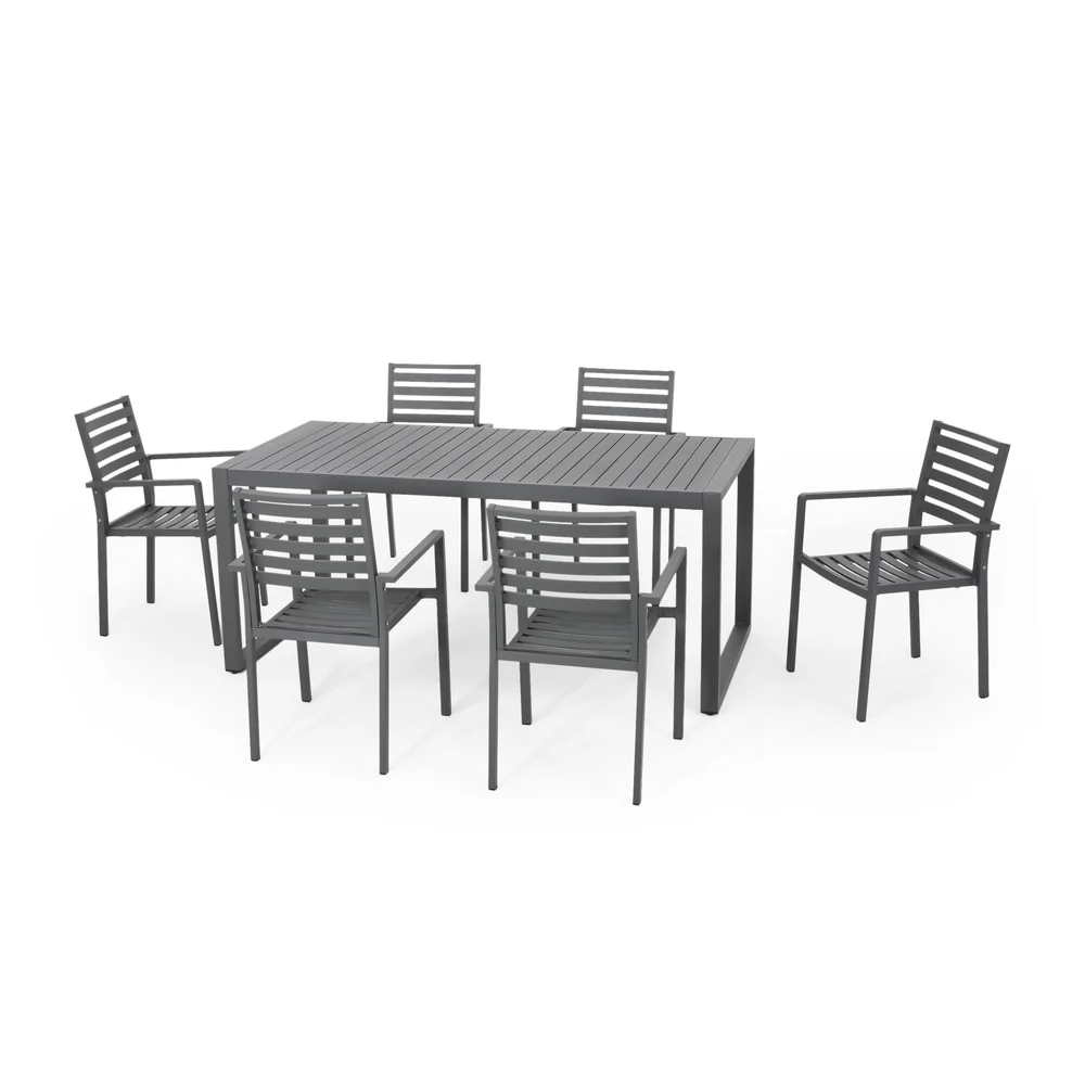 Paz 6 Seater Aluminum Dining Set by Christopher Knight Home