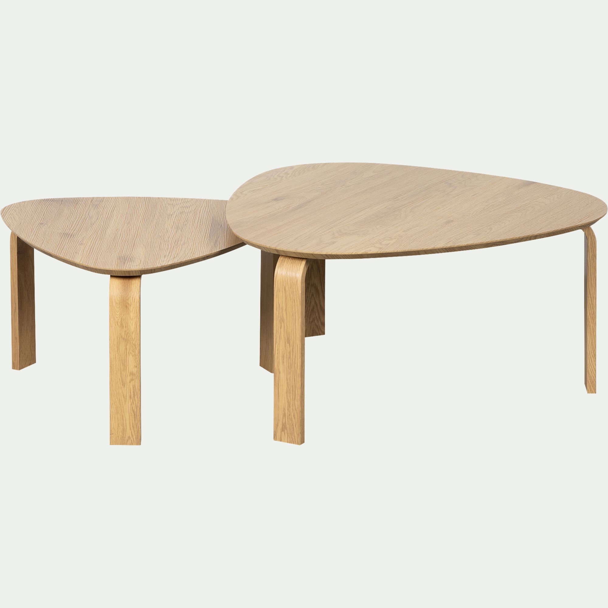 CHARLIZE - Set de 2 tables basses gigognes en bois - bois clair