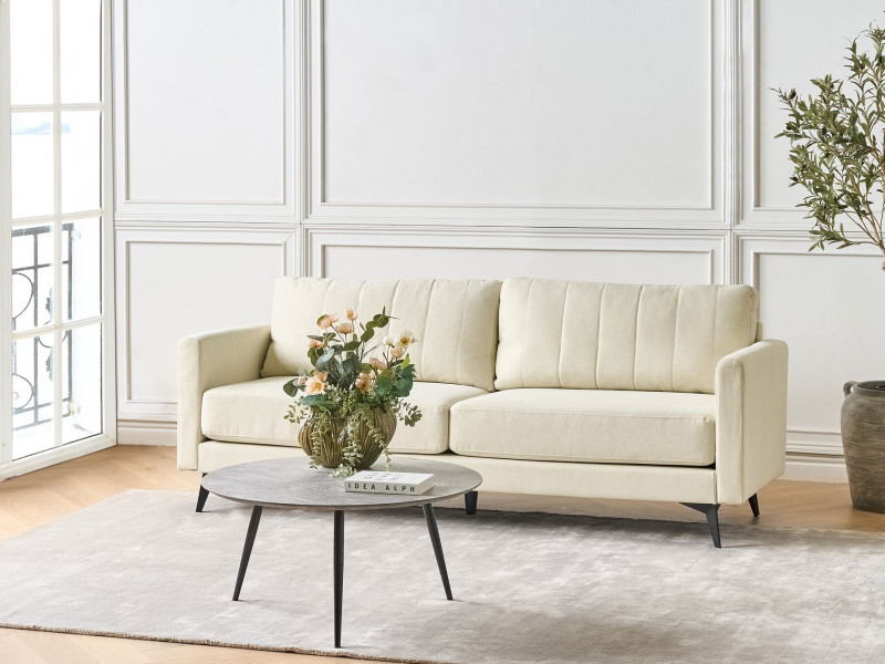 Sofa 3-osobowa tapicerowana jasnobeżowa