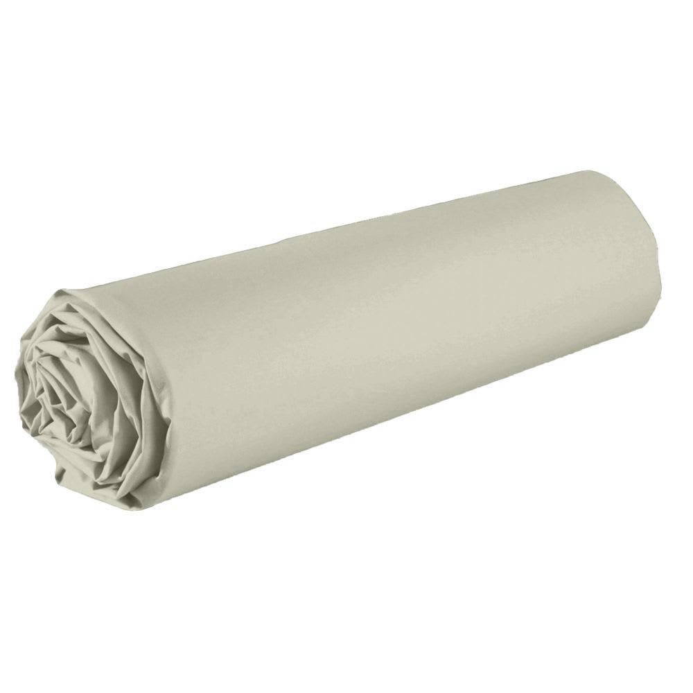 - Drap housse 2 places coton beige grège 200x200 cm