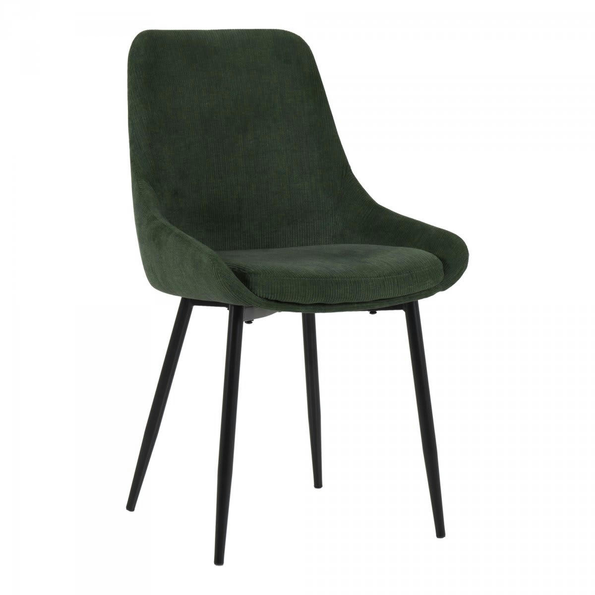 ZAIPO - Lot de 2 chaises design velours côtelé vert foncé