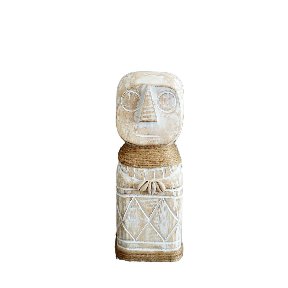 BALIRA - Statue décorative en bois sculpté, beige/blanc H24 cm