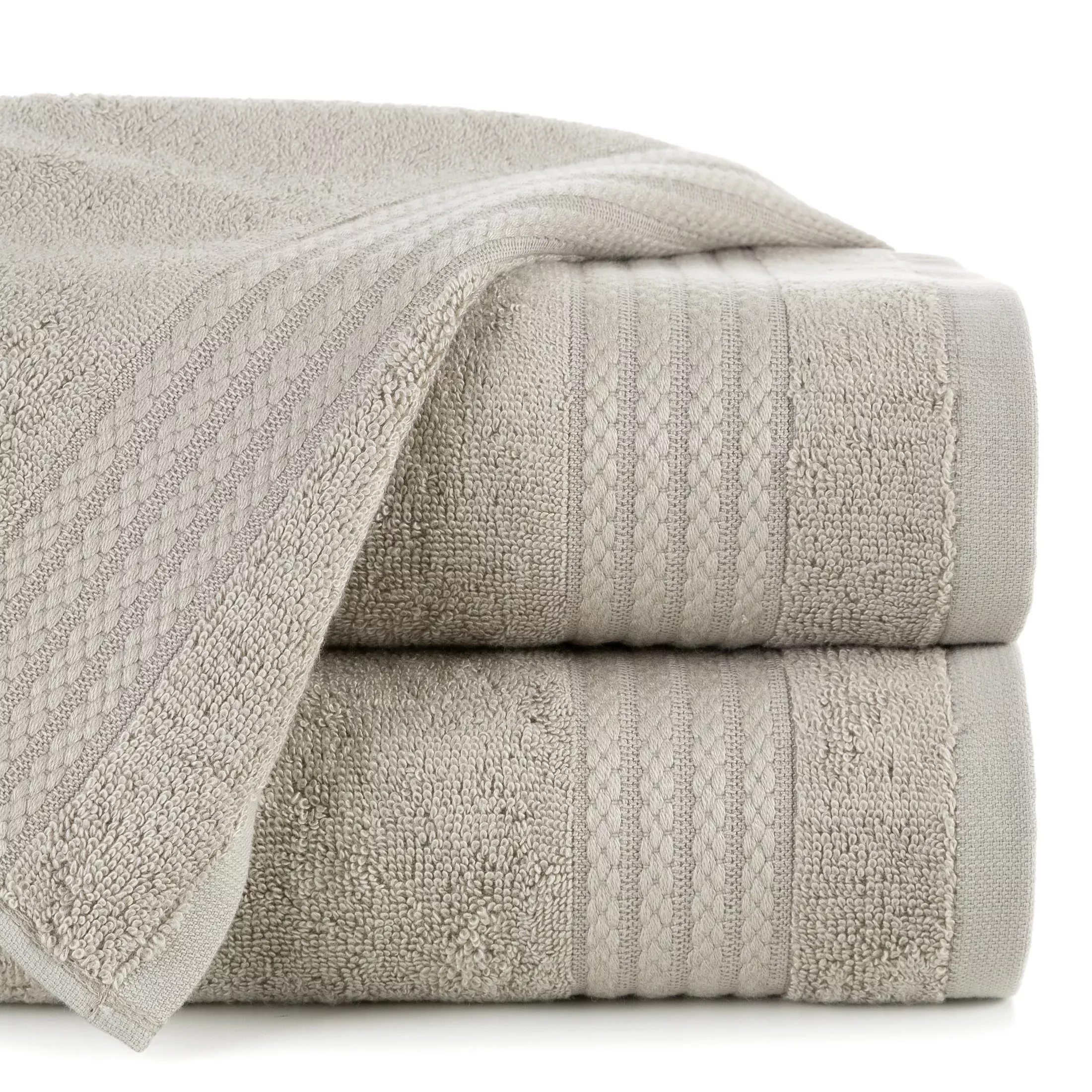 Ręcznik do rąk 30x50 cm bawełniany kolor beżowy zdobiony błyszczącą bordiurą 550 g/m2 LARIS