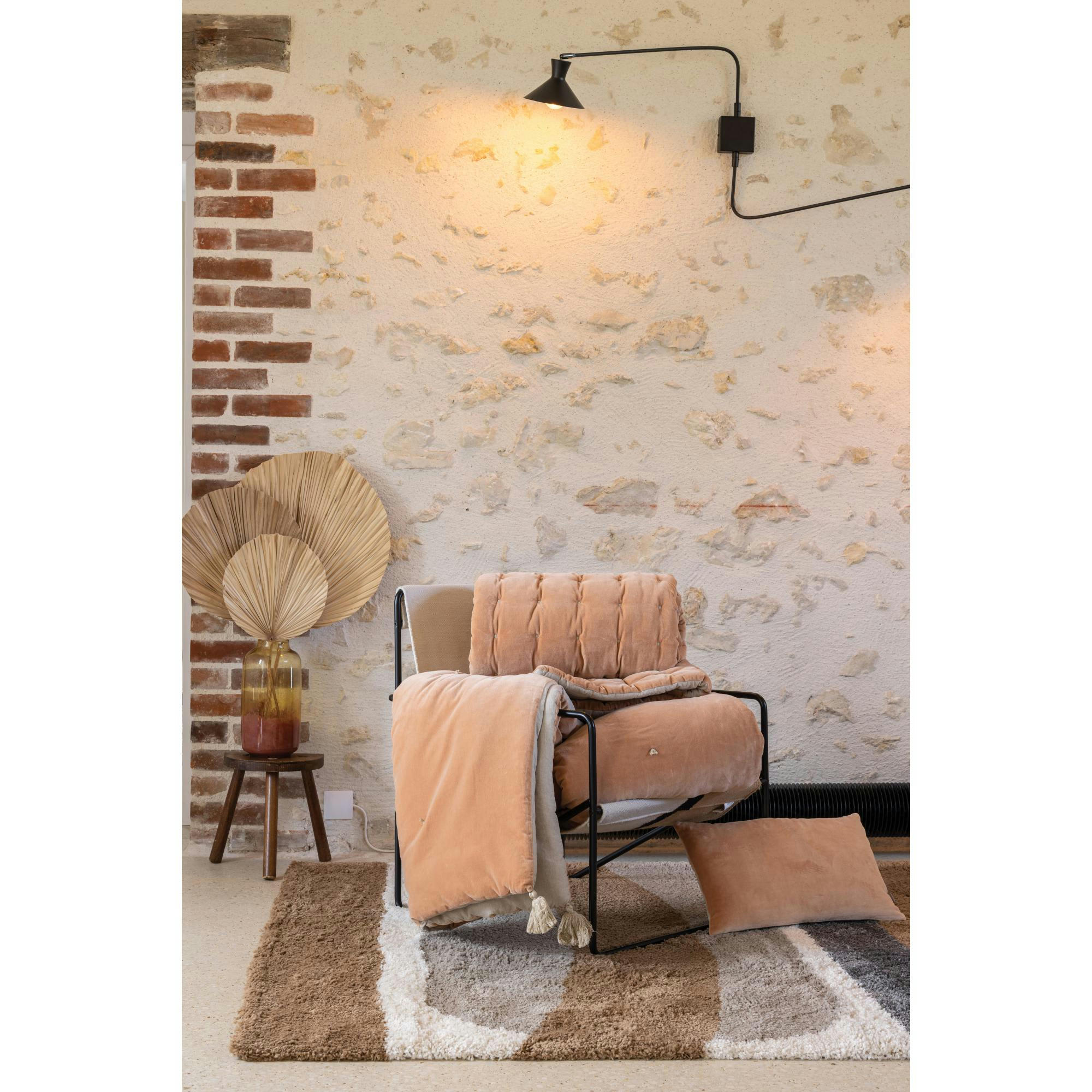 ELISE - Plaid points noués  en coton epice 140 x 200