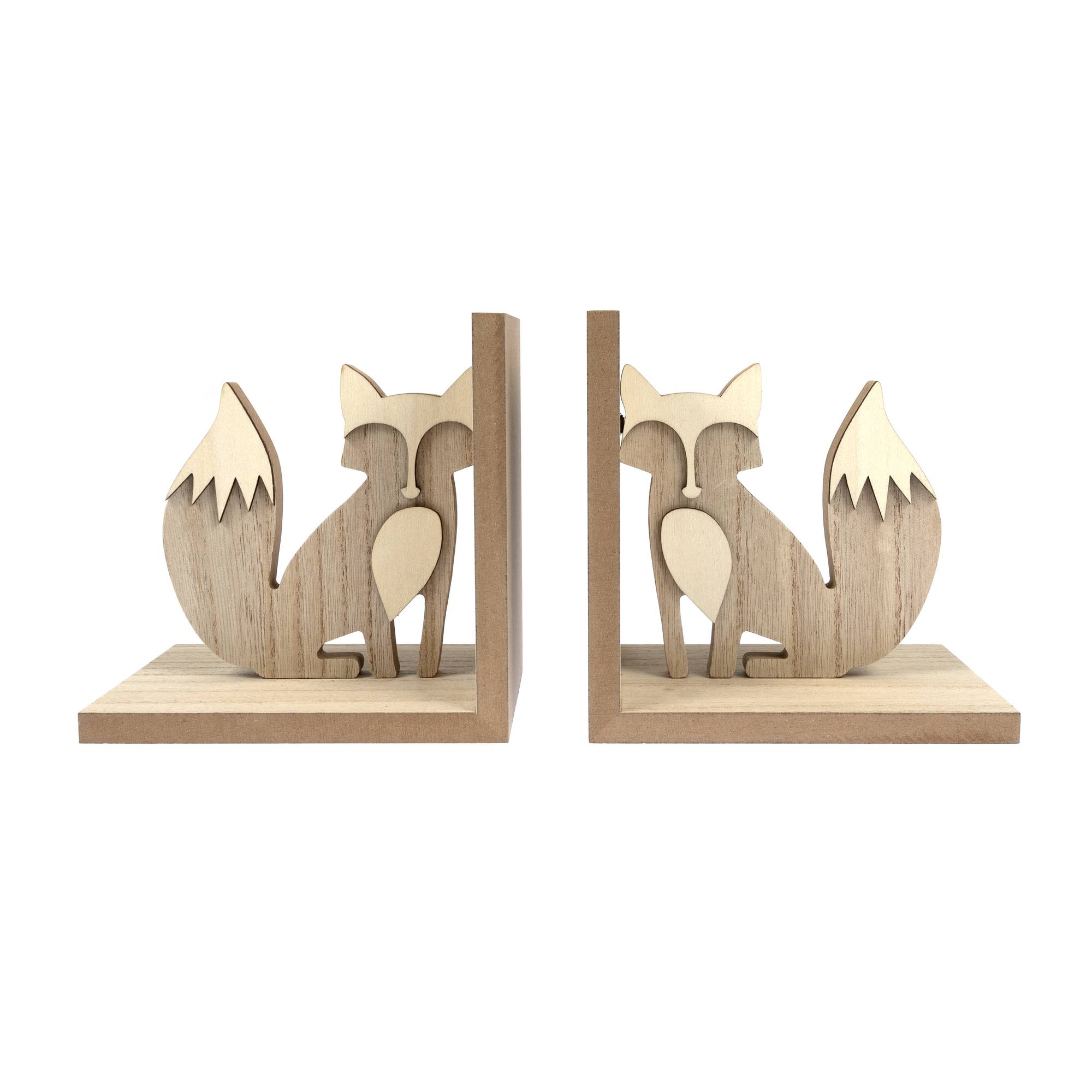 Wooden Fox Bookends 2 Pack
