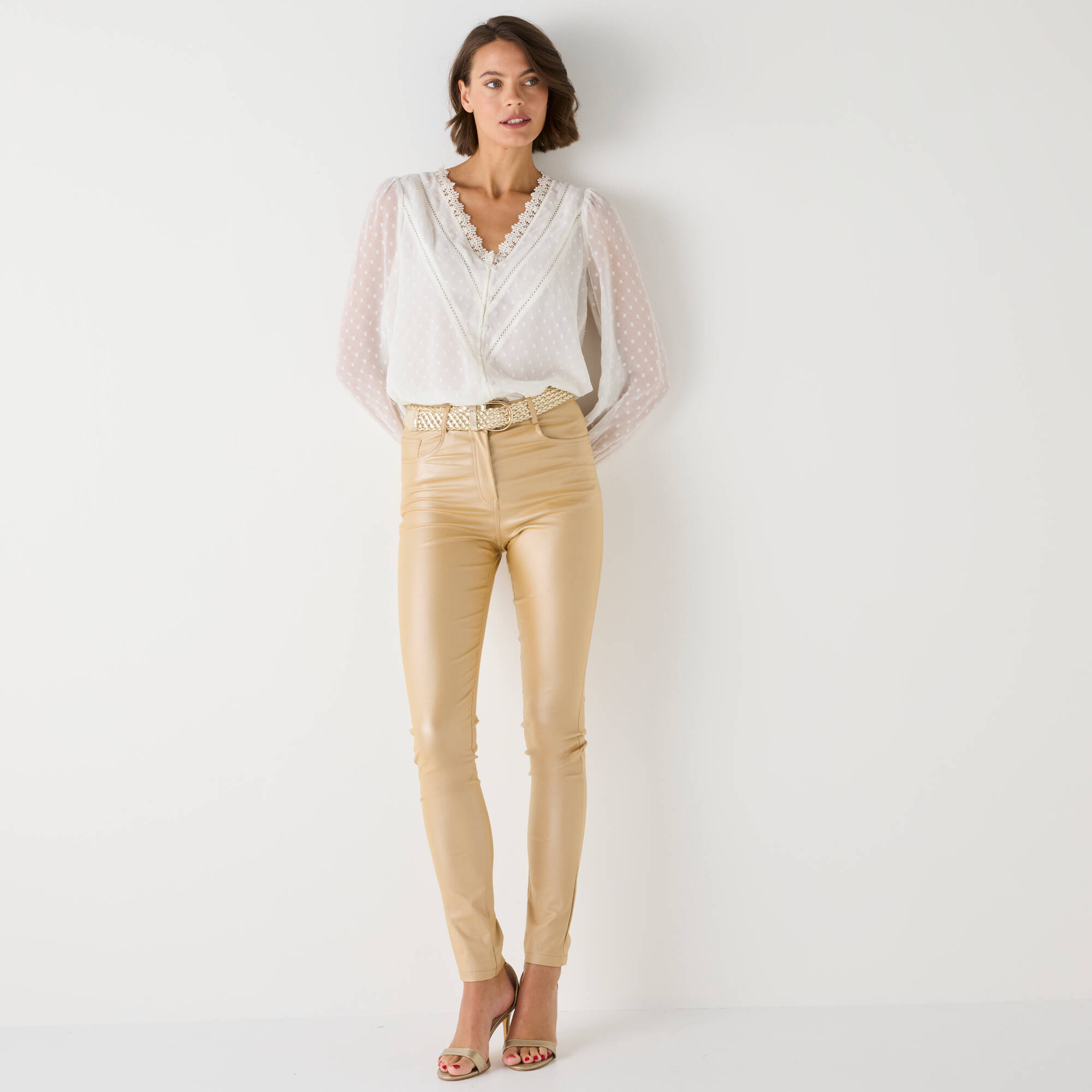Pantalon fuselé enduit ultra stretch