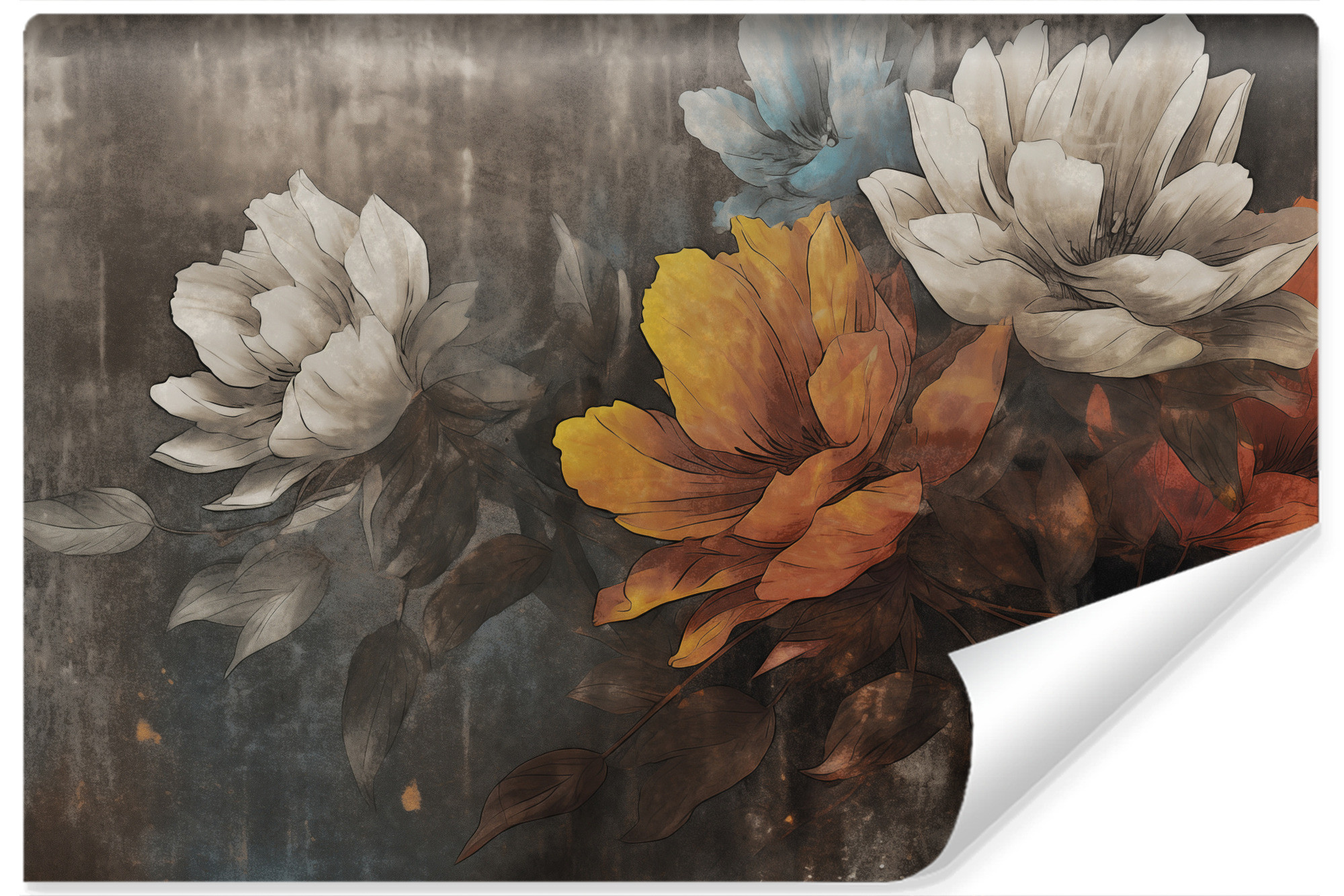 Fototapeta Abstrakcyjne Kwiaty Na Betonie 90x60cm