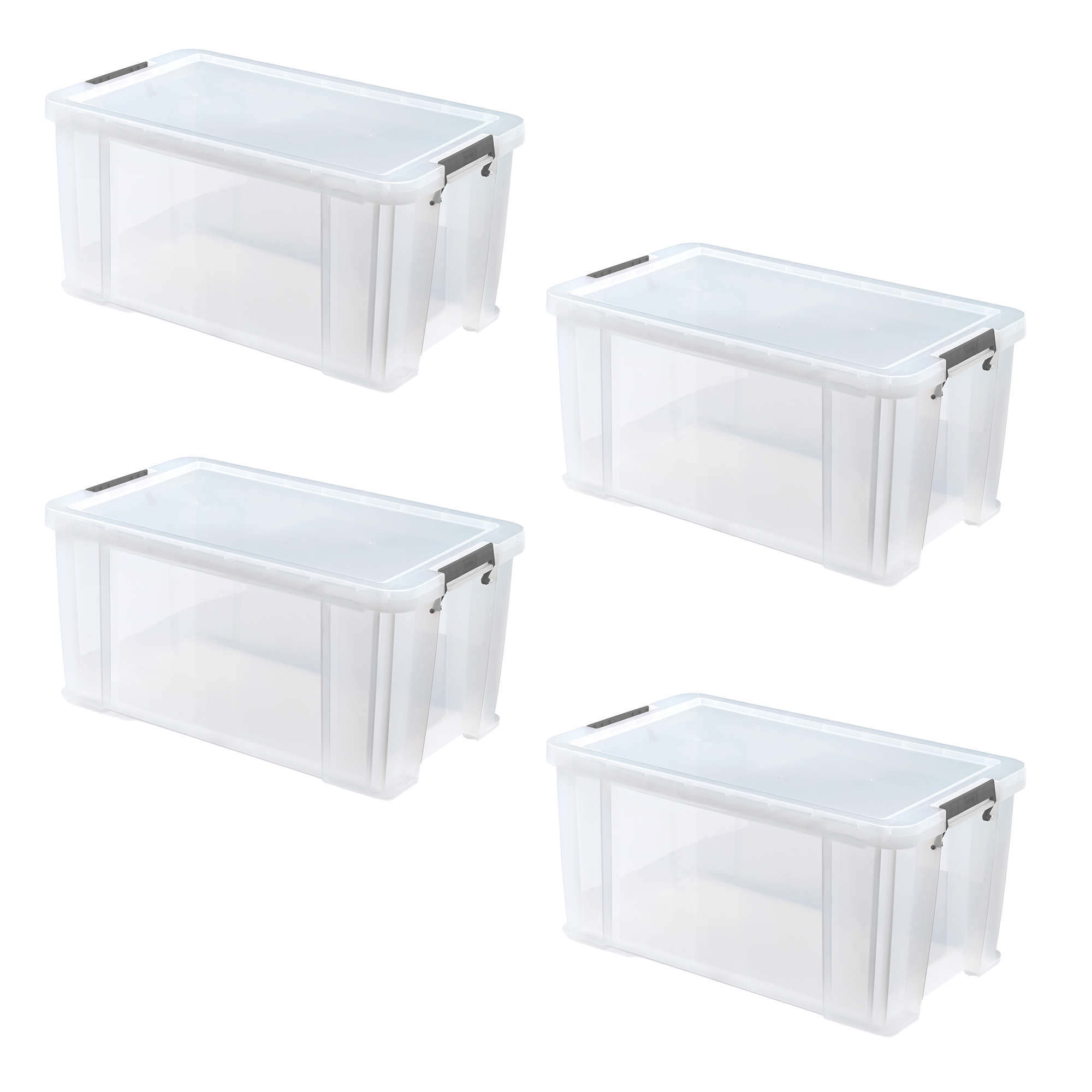 Whitefurze Allstore 54 Litre Clear Storage Box 4 Pack Bundle