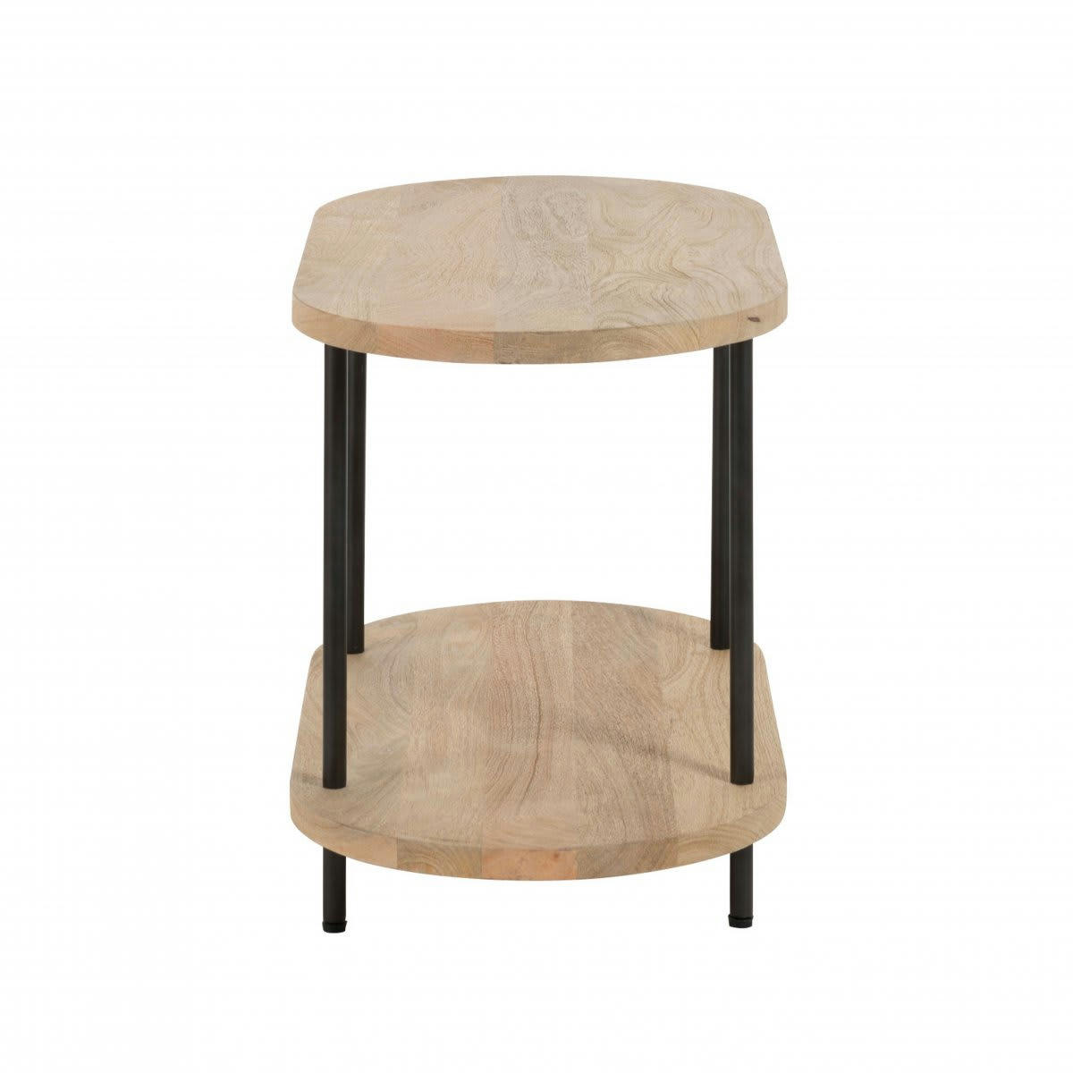 LAHAVANE - Table d'appoint ovale 2 plateaux en bois et métal