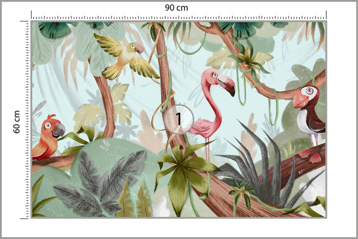 Fototapeta Dziecięca Ptaki w tropikalnej dżungli 90x60cm