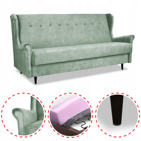 Wersalka sofa uszak kanapa rozkładana Ari pistacja