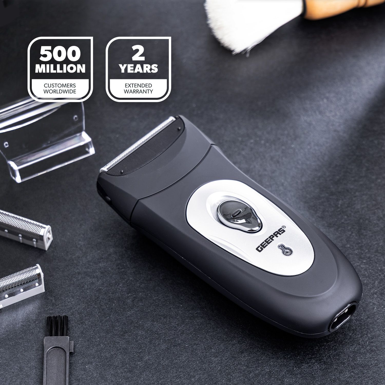 Geepas Double Head Cordless Electric Shaver with Pop-Up Trimmer Titanium