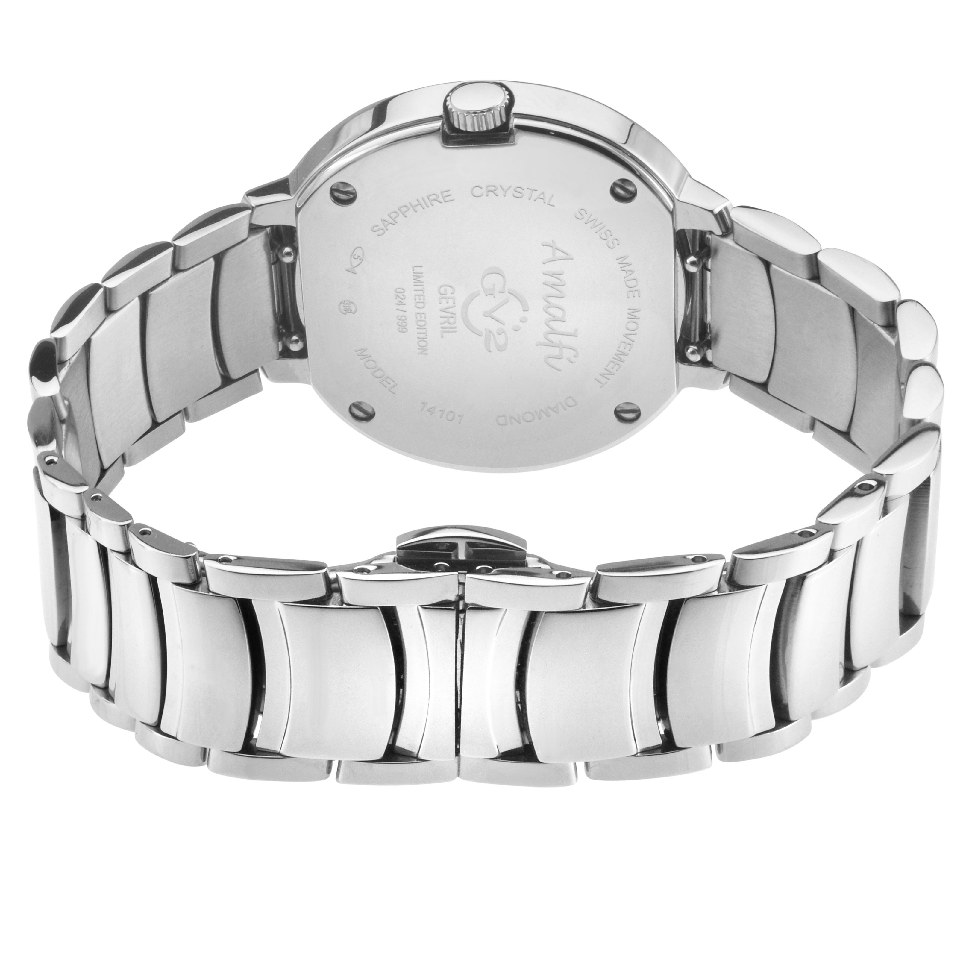GV2 Amalfi, Swiss Quartz Watch, Black MOP Dial, 316L Stainless Steel, and Sapphire Crystal