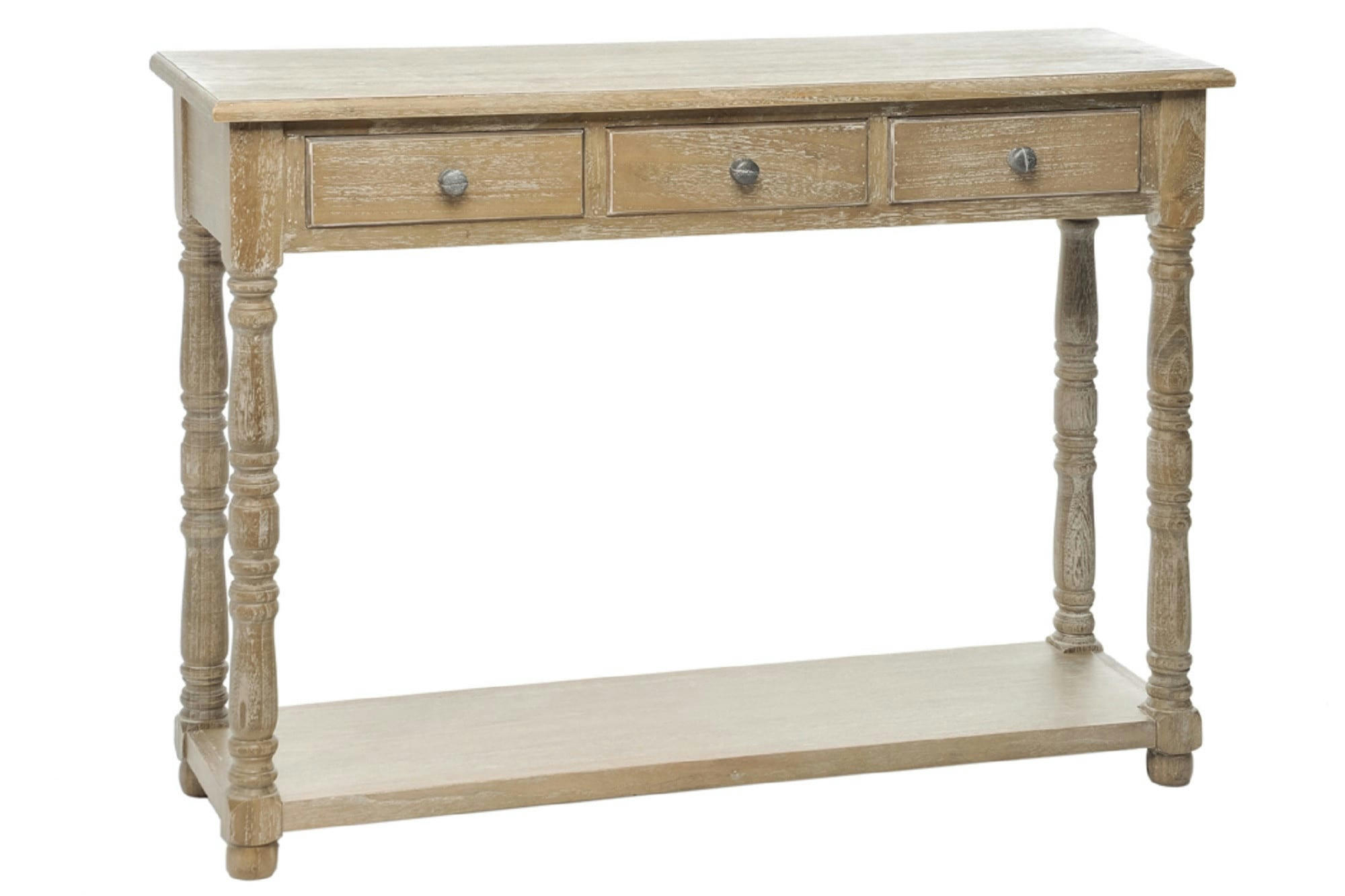 GALIA - Console en bois vieilli 3 tiroirs 1 tablette