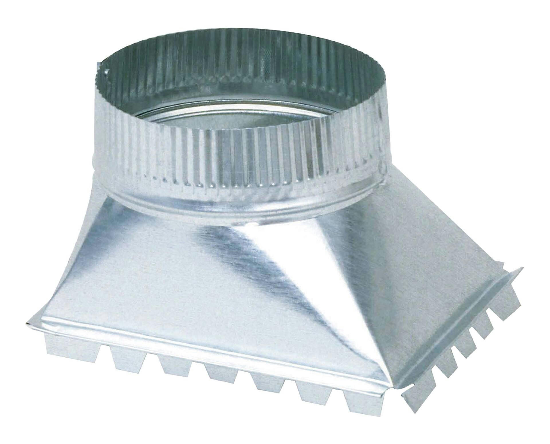 Imperial Side Take-Off For Transition From Air Plenums To Round Pipe, Galvanized Steel, 5-in