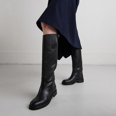 Bottes cavalièresen cuir noir | READY