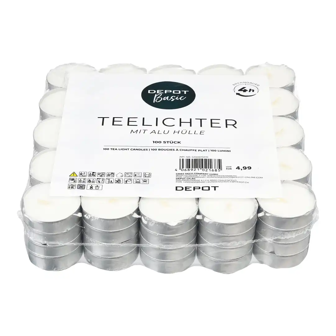 Basic White Tealights, 100 pieces