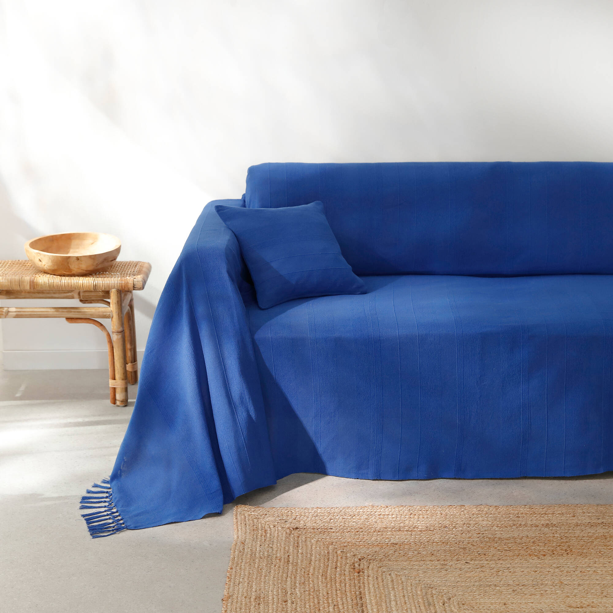 Housse coussin unie coton tissage artisanal - lot de 2