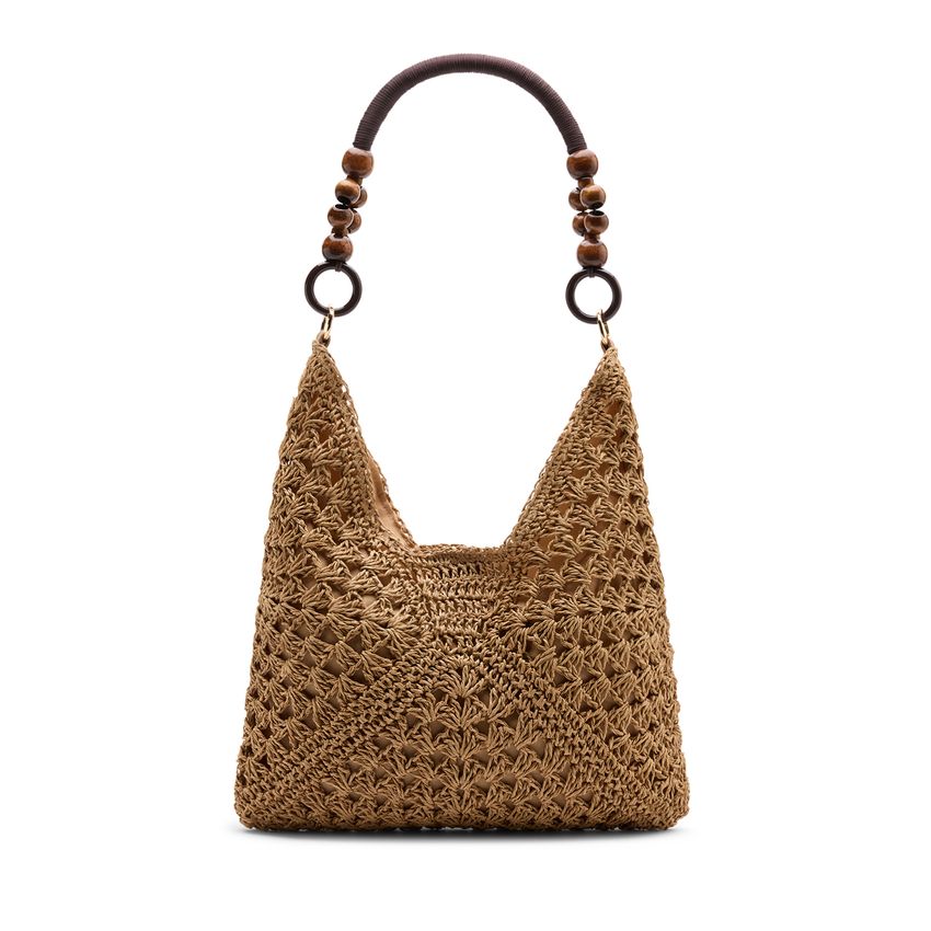 Manfield Beige raffia schoudertas