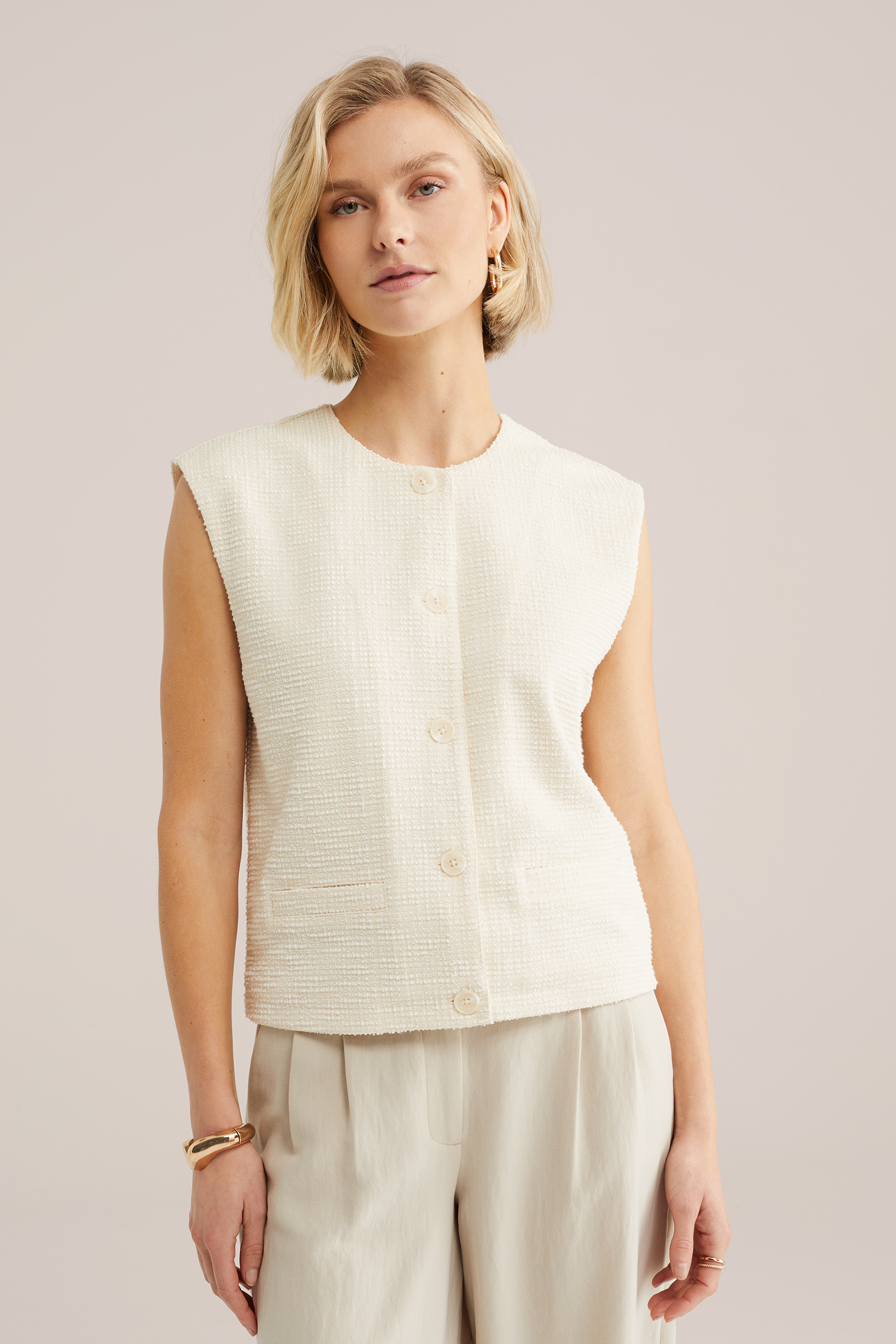 Dames regular fit gilet met structuur