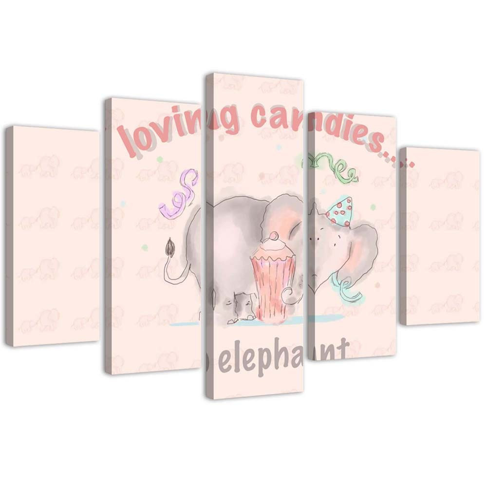 Feeby Obraz 5 częściowy Loving candies elephant 100x70