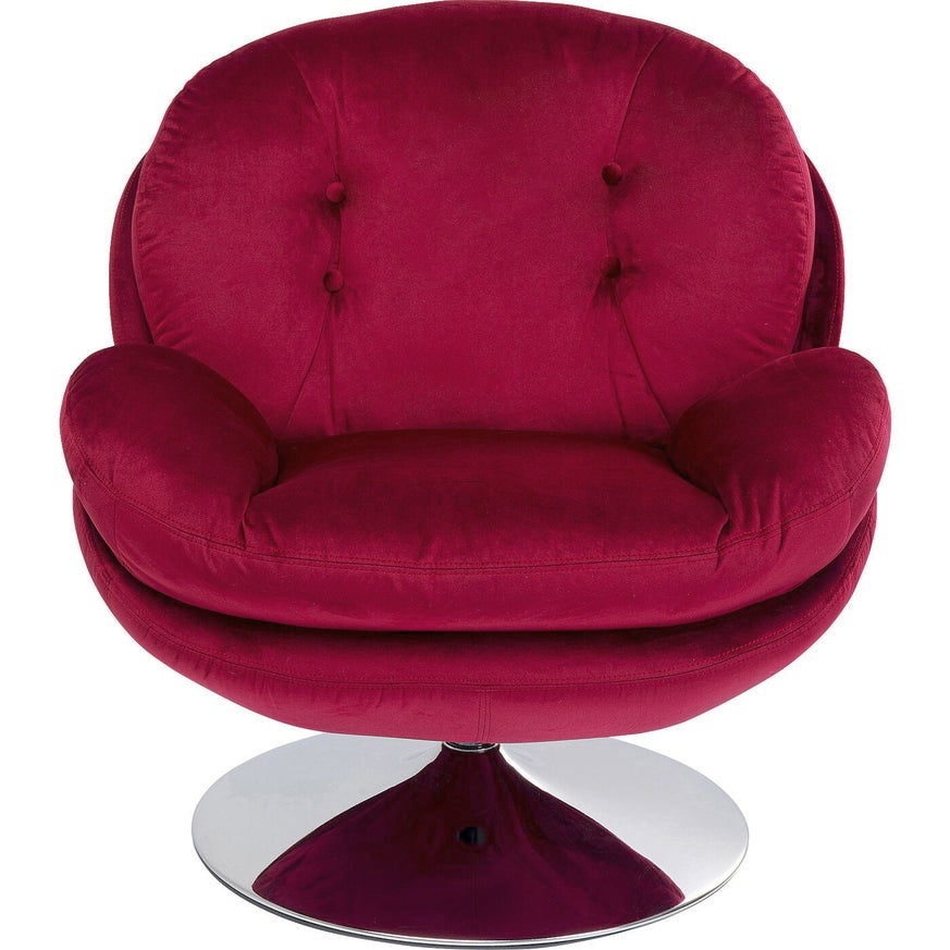 Kare Design Cosy Draaibare Fauteuil - Velvet Bessenrood