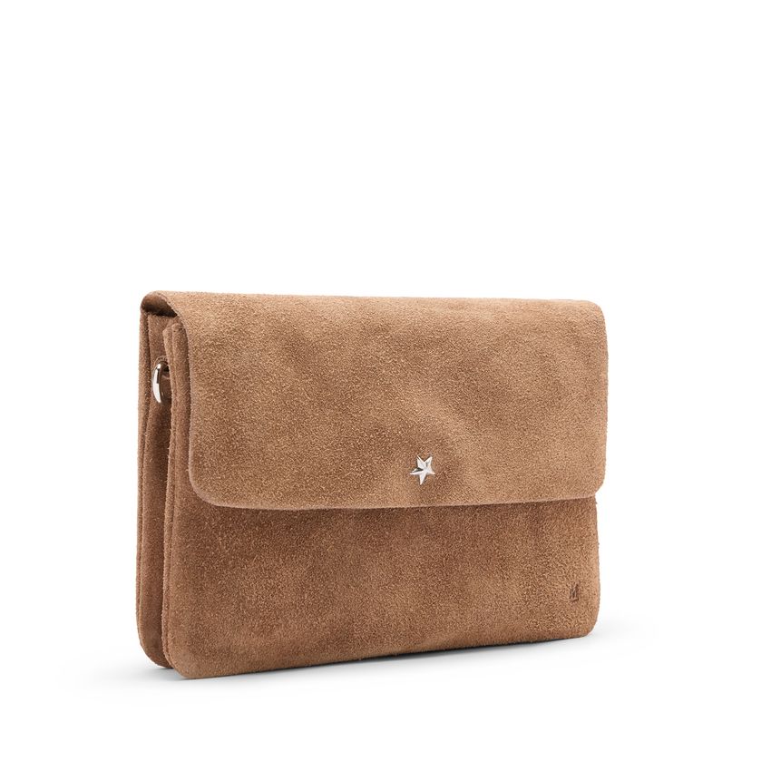 Manfield Taupe suède clutch