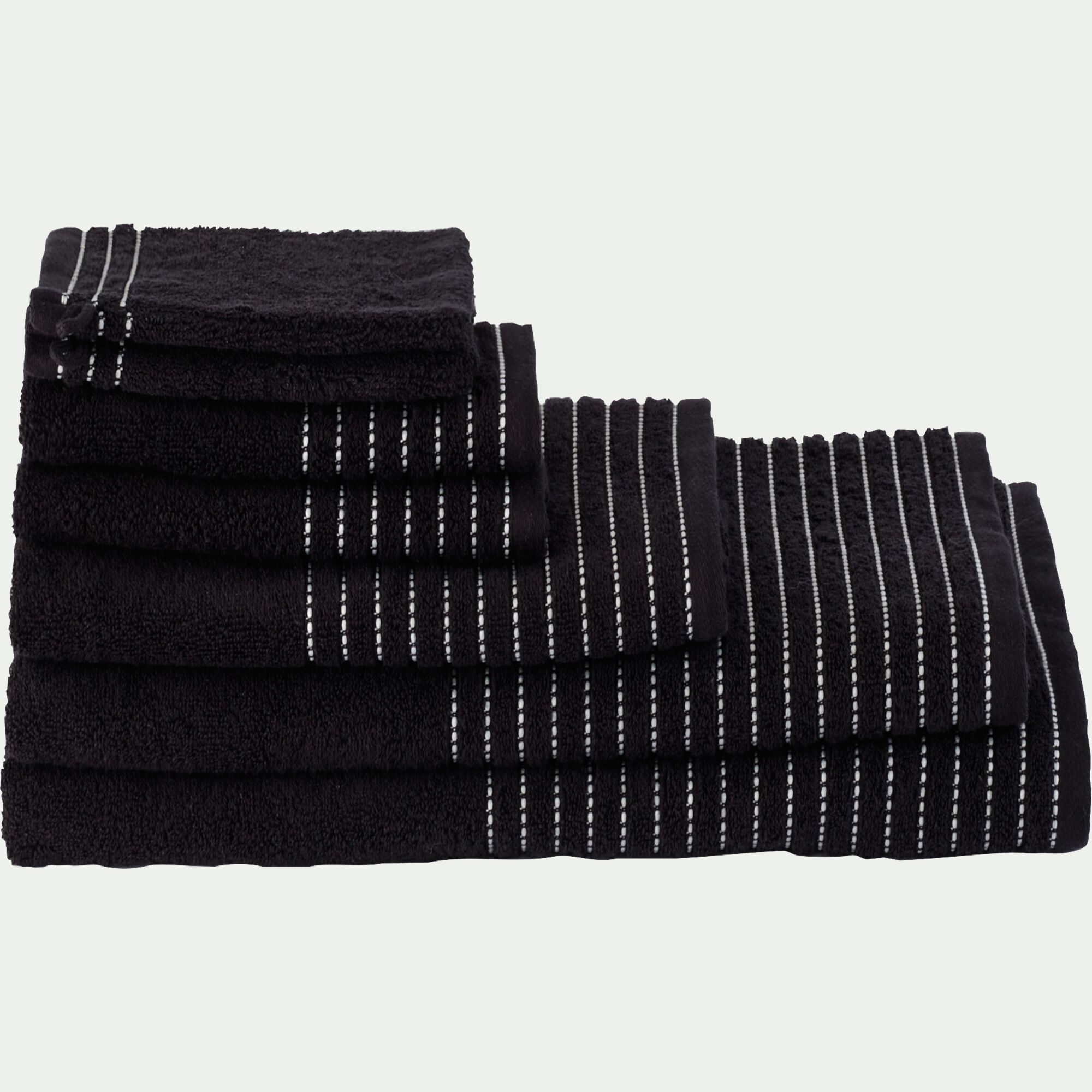 RHODES - Lot de 2 gants de toilette en coton - noir