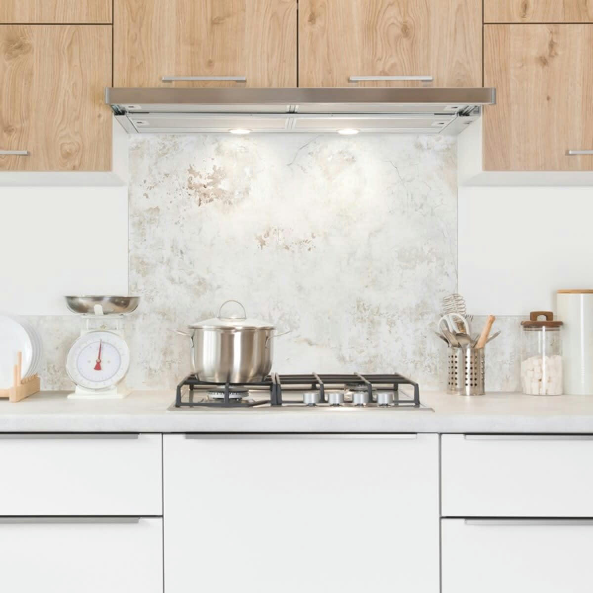 NEW TRASHWALL - Crédence cuisine Bandeau ALU lot de 2 L100xH20cm Beige Indus