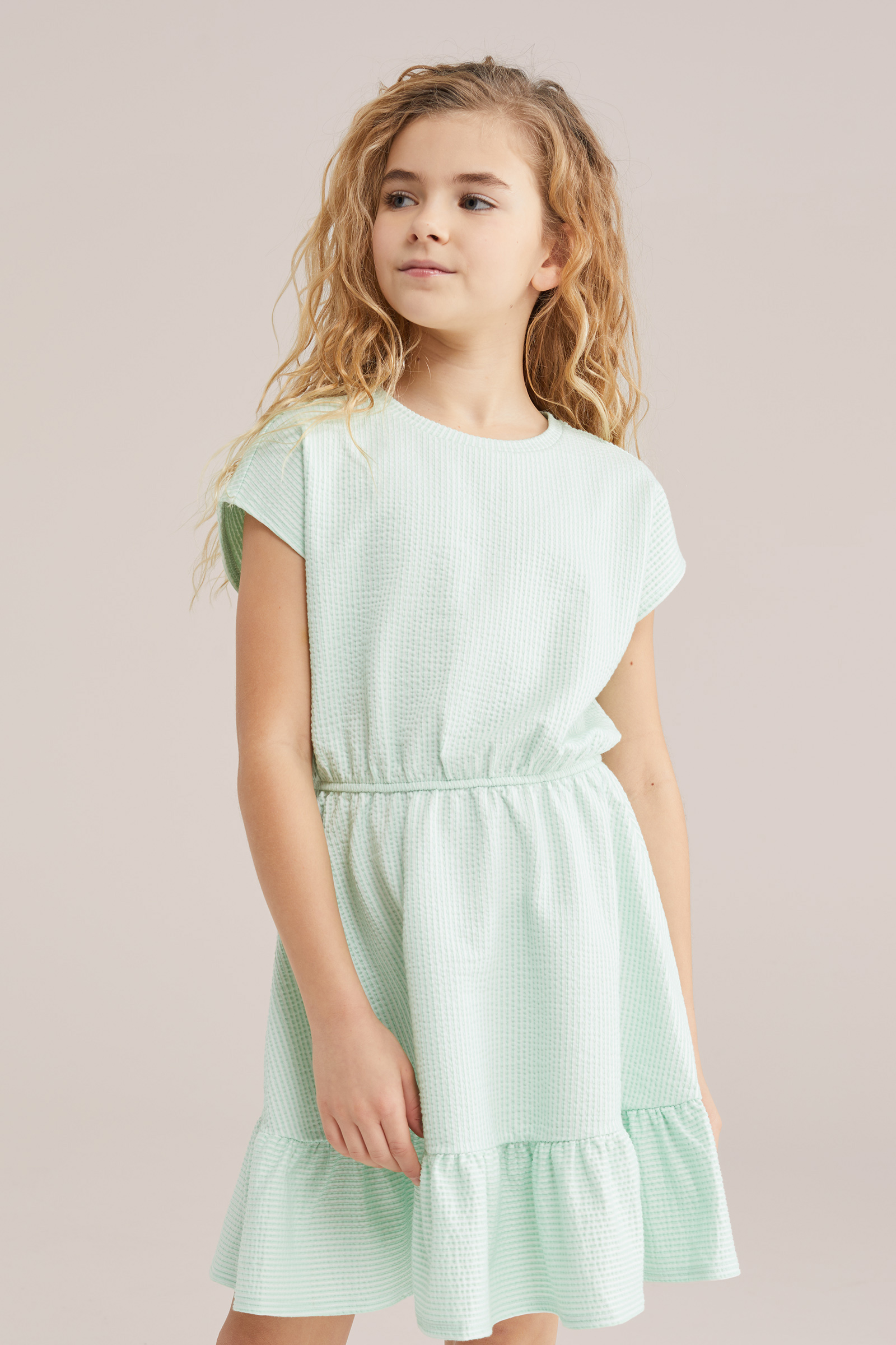 Meisjes seersucker jurk met streep