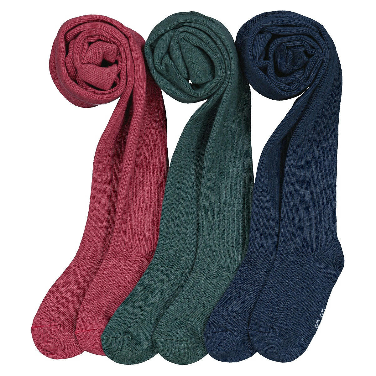 Lot de 3 paires de collants en côtes